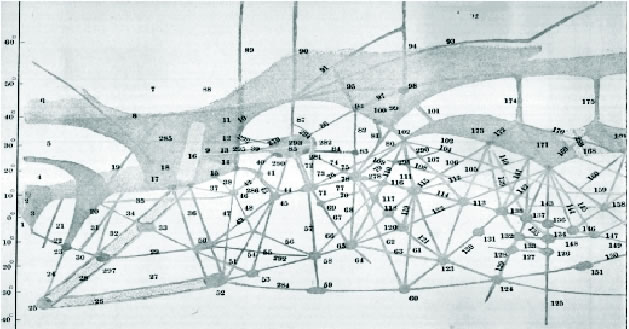 Percival Lowell drew this map of Mars depicting canals that he believed were evidence of intelligent life on the planet.